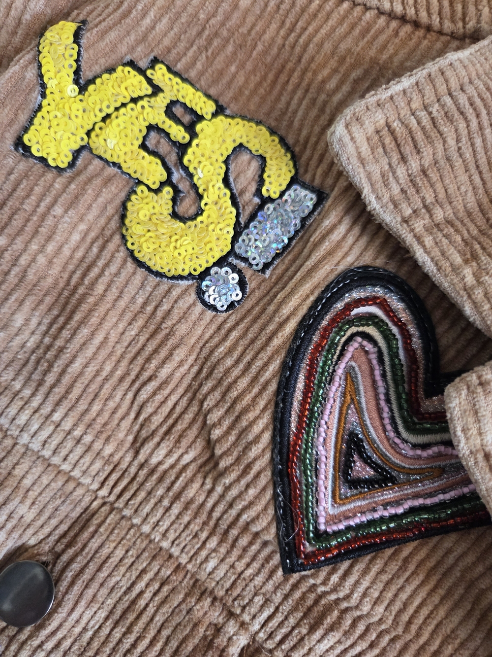 POL Corduroy Patchwork Jacket - Tan Embellished - Picture 4 of 6